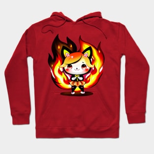 Emberlyn, the Fiery Feline Sprite Hoodie